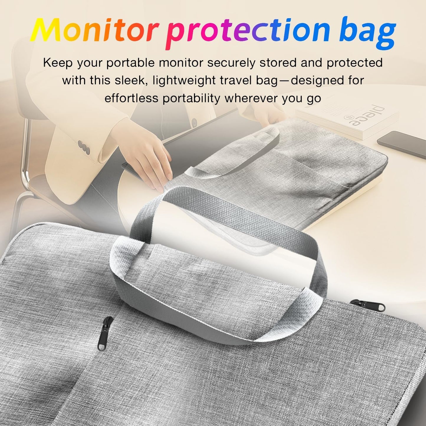 18.5" Portable Monitor 120Hz FHD 1080P, USB-C HDMI Laptop Screen Extender, Second Display for Laptop/PC/Mac/PS5/PS4/Switch, Travel Monitor with Protective Sleeve, VESA Mountable