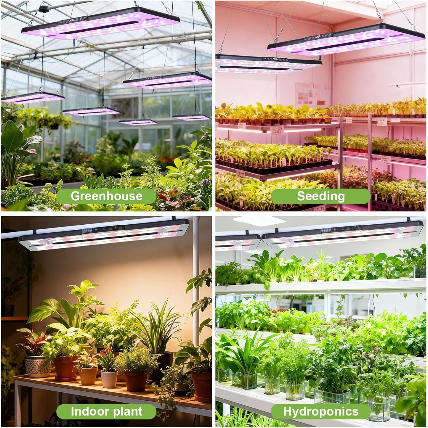 22" x 10" Grow Lights for Indoor Plants and Vegetables, Full Spectrum LED Growing Lamp for Indoor Garden Greenhouse - Features Two Smart Light Mode, 12~23H Timer - 2 Pack (2 in Series Black)