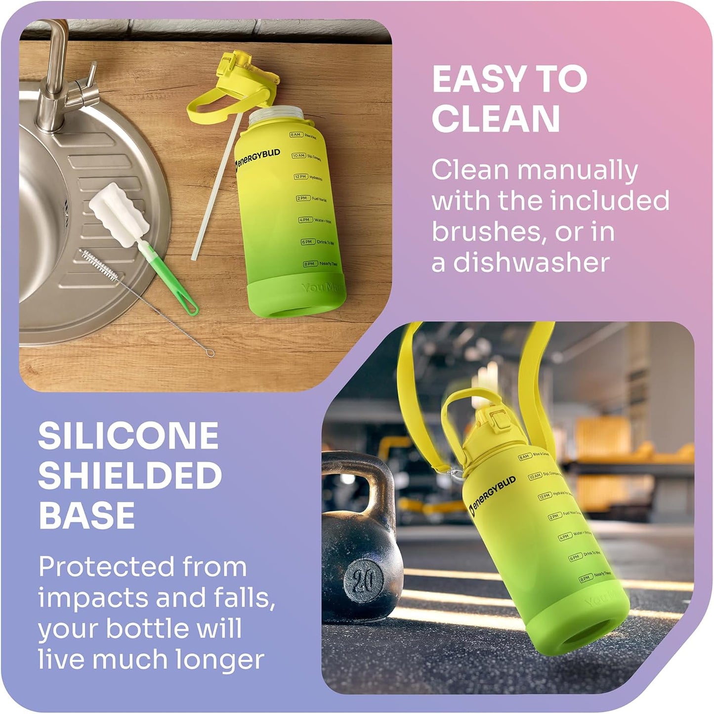 1 Gallon Water Bottle with 128 oz Capacity - Motivational Time Markers for Daily Hydration Goals - Leakproof BPA Free Tritan with Removable Straw