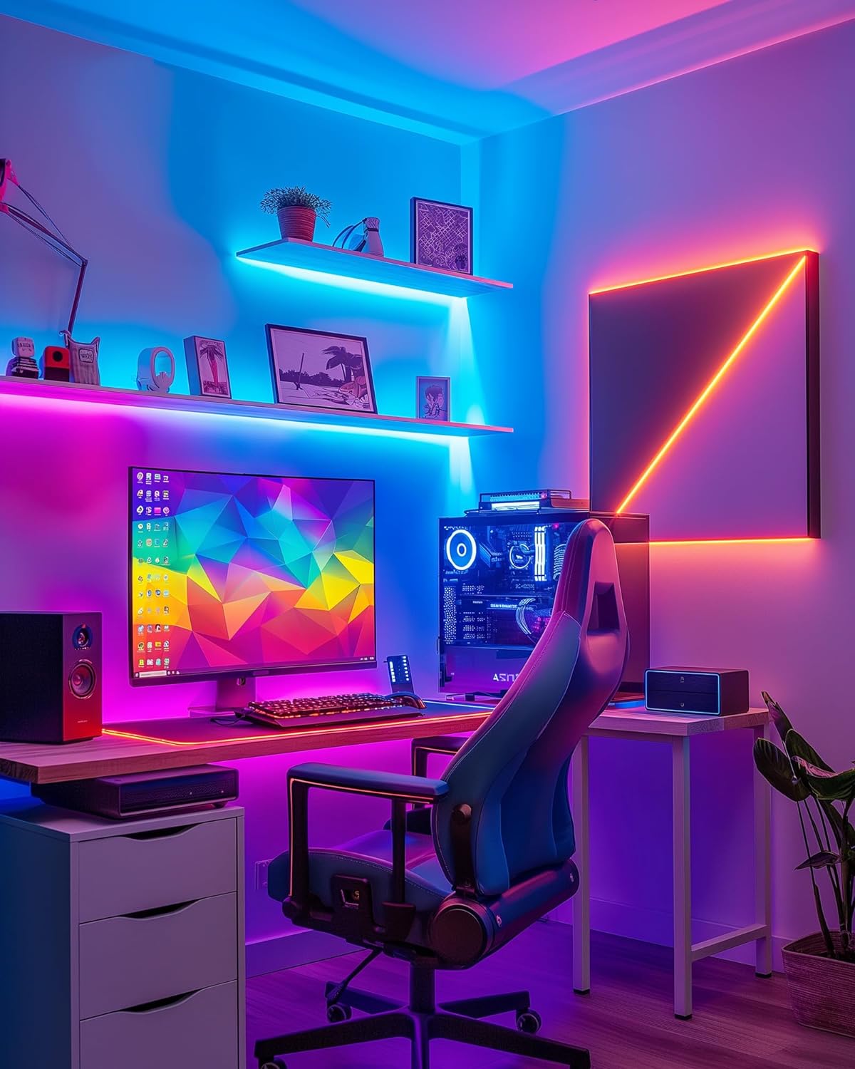 HitLights LED Strip Lights, 4 Pre-Cut Waterproof RGB Small LED Light Strip Kit Dimmable Color Changing SMD 5050 LED Tape Light with RF Remote, UL-Listed Power Supply and Connectors for TV Bedroom Home