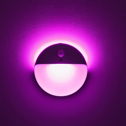 2 Pack Purple Battery Night Light, Motion Activated Night Light, 2.6" Small Sticky Lights, 3 Light Modes, Dimmable Calming Glow for Meditation, Relaxation, Bathroom, Bedroom, Travel, Violet