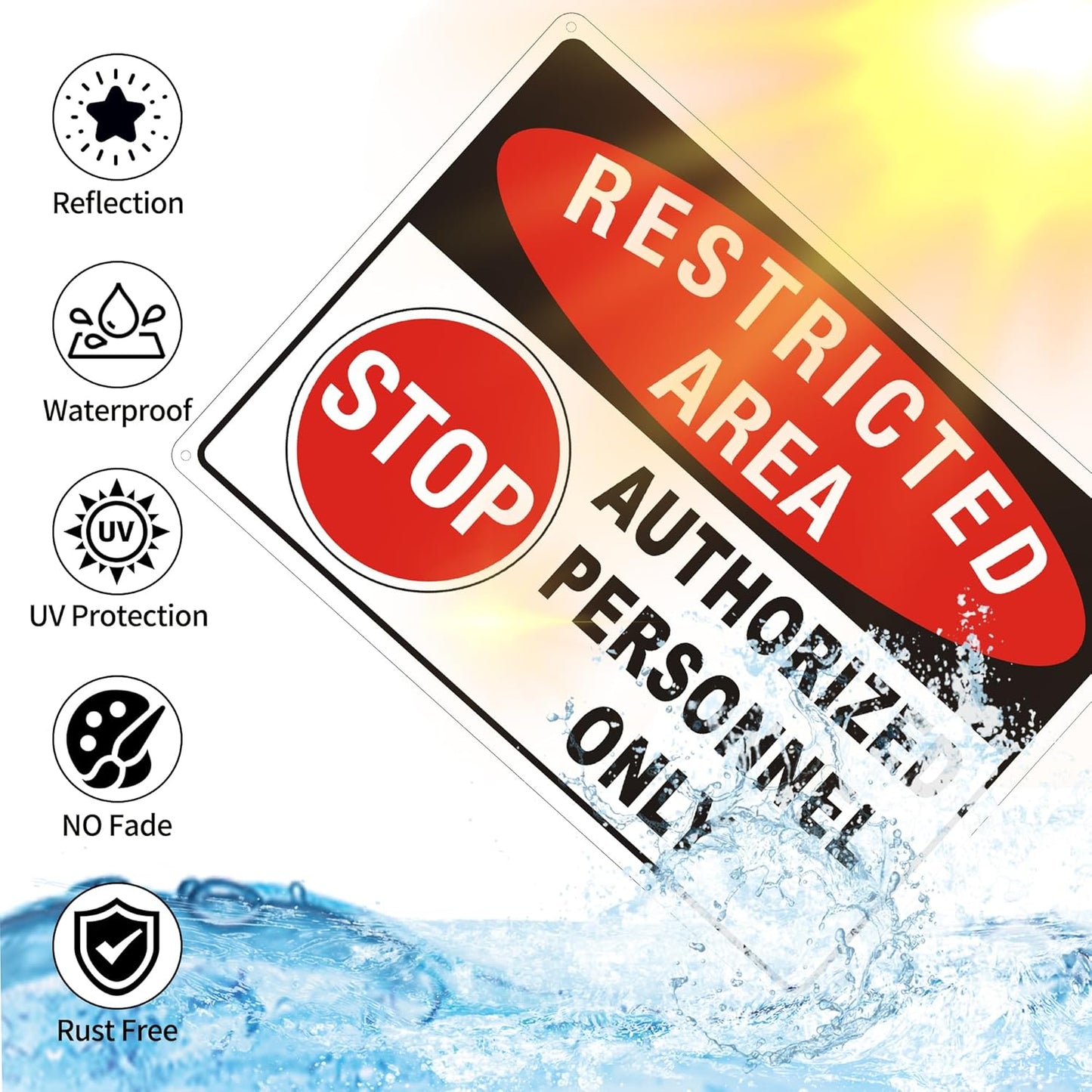 (2 Pack) Restricted Area Sign, Authorized Personnel Only Do Not Enter signs, 10 x 14 Inches Aluminum UV Protected Weatherproof and Easy to Install