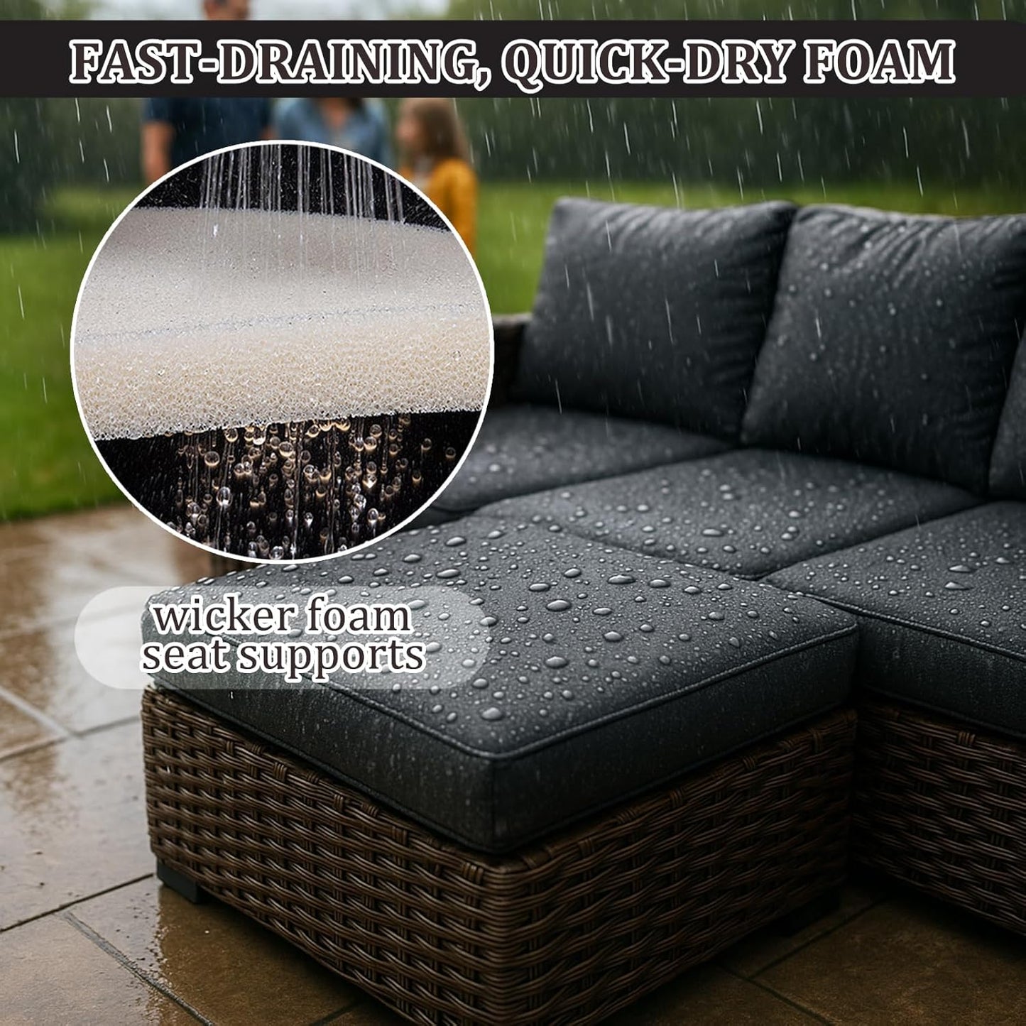 HAVARGO Couch Cushion Support for Outdoor Sagging Seat 20x20x2 Inches Couch Supports for Sagging Cushions, Quick-Drying and High Density Foam Sofa Cushion Support with Anti Slip Mesh Fabric Set of 2