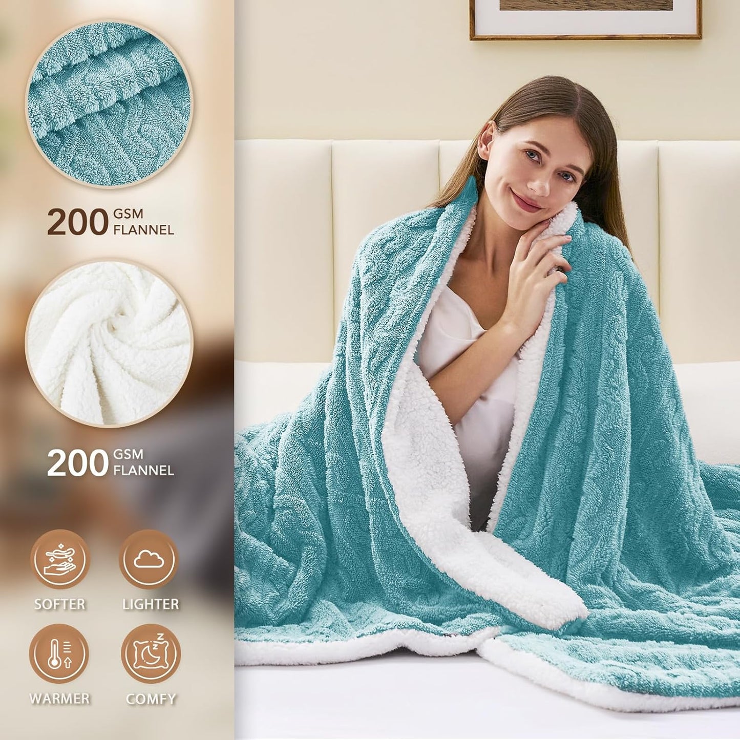 Homemate Electric Heated Blanket Full - 72"x84" Heating Bed Blankets Throw with 10 Heating Levels 8 Hours Auto Off Fast Heating Over-Heated Protection Ultra Soft Warm Flannel ETL Certified