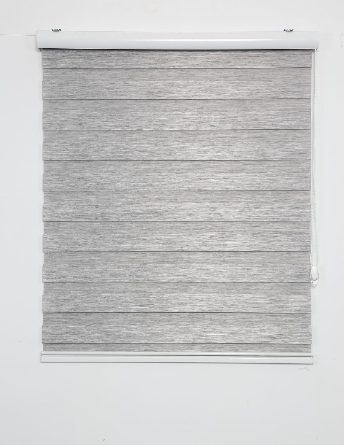 Shadesu Custom Size Zebra Blinds for Windows, 34" W x 72 H, Grey, Dual Layer Free-Stop Zebra Shades, Light Control for Day and Night, Sheer Blinds for Indoor Windows, Bedroom, Kitchen