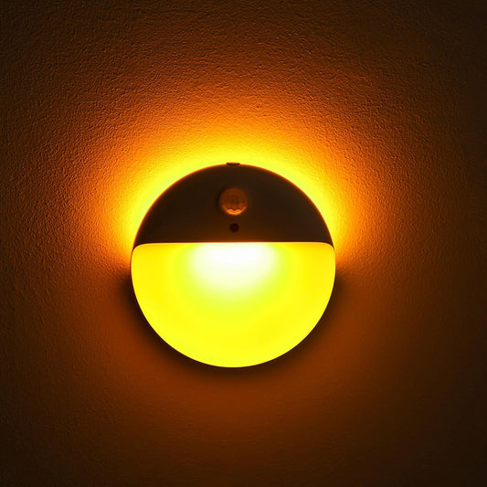 2 Pack Amber Night Light, Battery Operated Night Light, 2.6" Small Sticky Lights, Dimming, 3 Light Modes, Motion Sensor Lights for Kids, Baby, Sleep, Bedroom, Bathroom, Toilet, Travel, Stairs