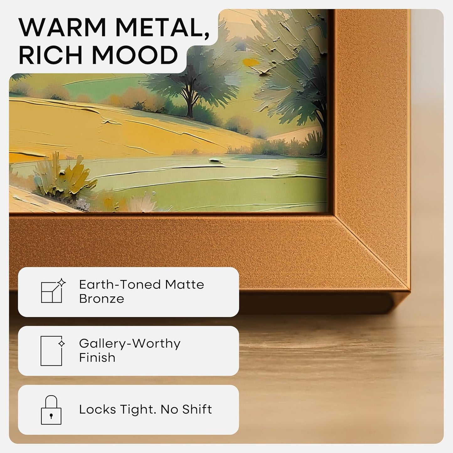Homeforia 6x8 Picture Frame Bronze, High End Metal 6 x 8 Brass Frames with Mat 5 x 7 for Art, 6x8 Desk Frame Matted to 5x7 inch Photo, 6 by 8 Wall or Tabletop Frame, Tempered Glass, Wall Kit, Set of 3
