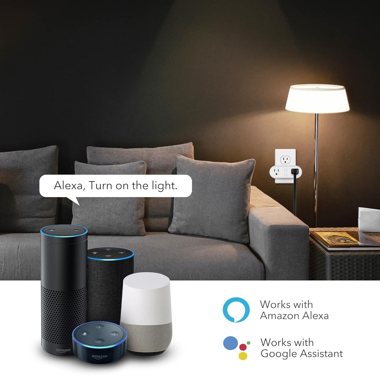 HBN Smart Plug 15A, WiFi Outlet Extender Dual Socket Plugs Works with Alexa, Google Home Assistant, Remote Control with Timer Function, No Hub Required, ETL Certified, 2.4G WiFi Only, 2-Pack