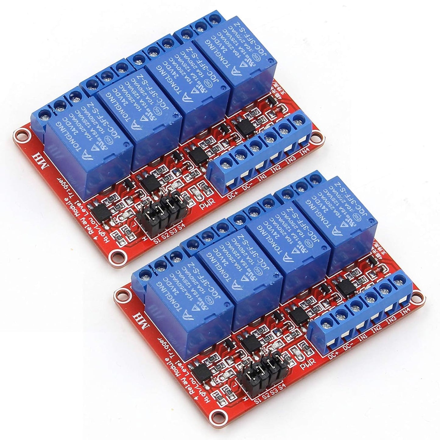 2PCS 4 Channel 24V Relay Module with Optocoupler High or Low Level Trigger Expansion Board for Raspberry Pi Arduino