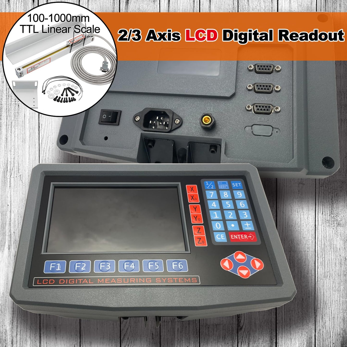 2/3 Axis Digital Readout and TTL Precision Linear Glass Scale DRO Encoder for Milling Lathe. Note:Display&Scales Sold Separately,Pls Select The Size Options! (3 Axis LCD Digital Readout ONLY!)