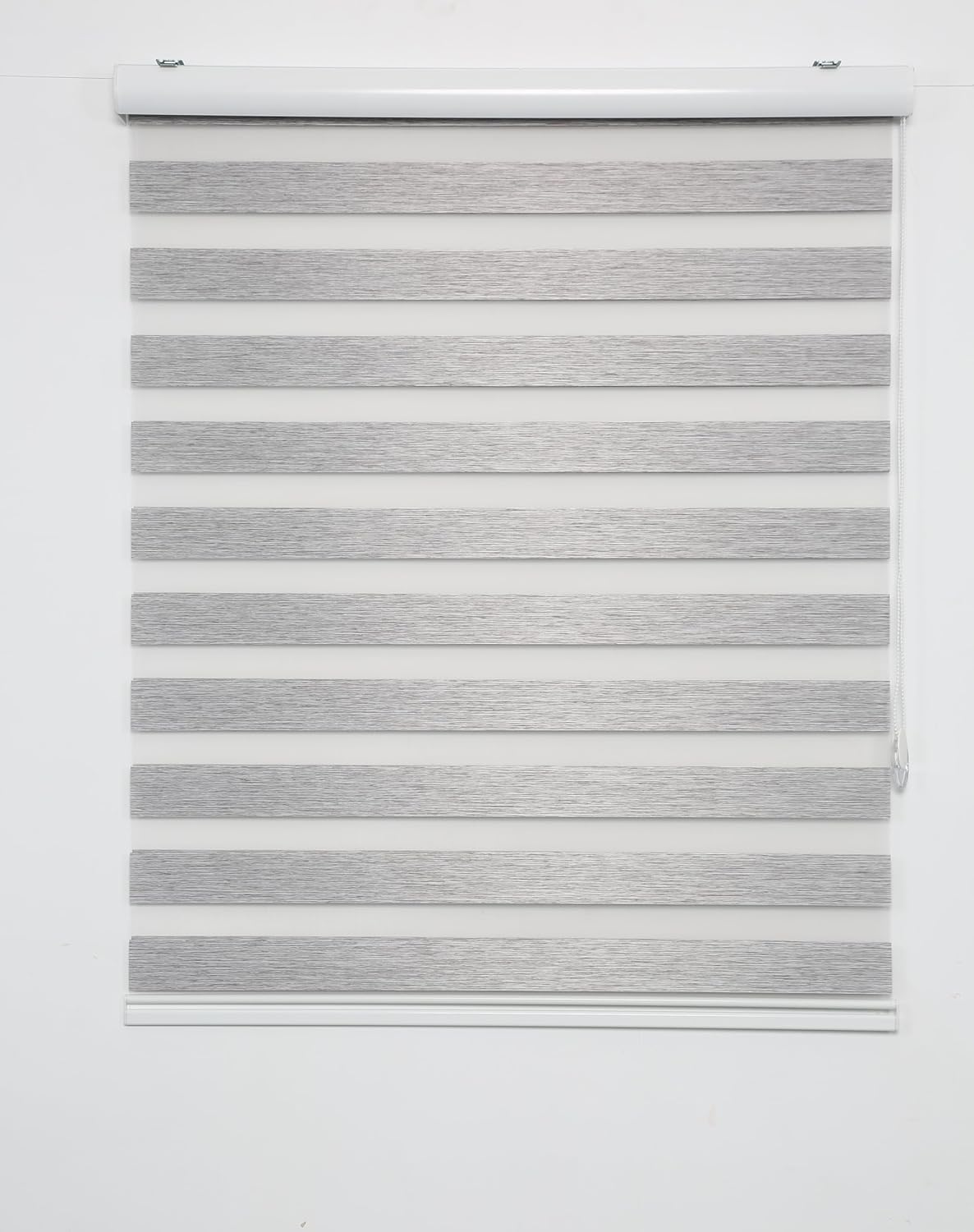 Shadesu Custom Size Zebra Blinds for Windows, 34" W x 72 H, Grey, Dual Layer Free-Stop Zebra Shades, Light Control for Day and Night, Sheer Blinds for Indoor Windows, Bedroom, Kitchen