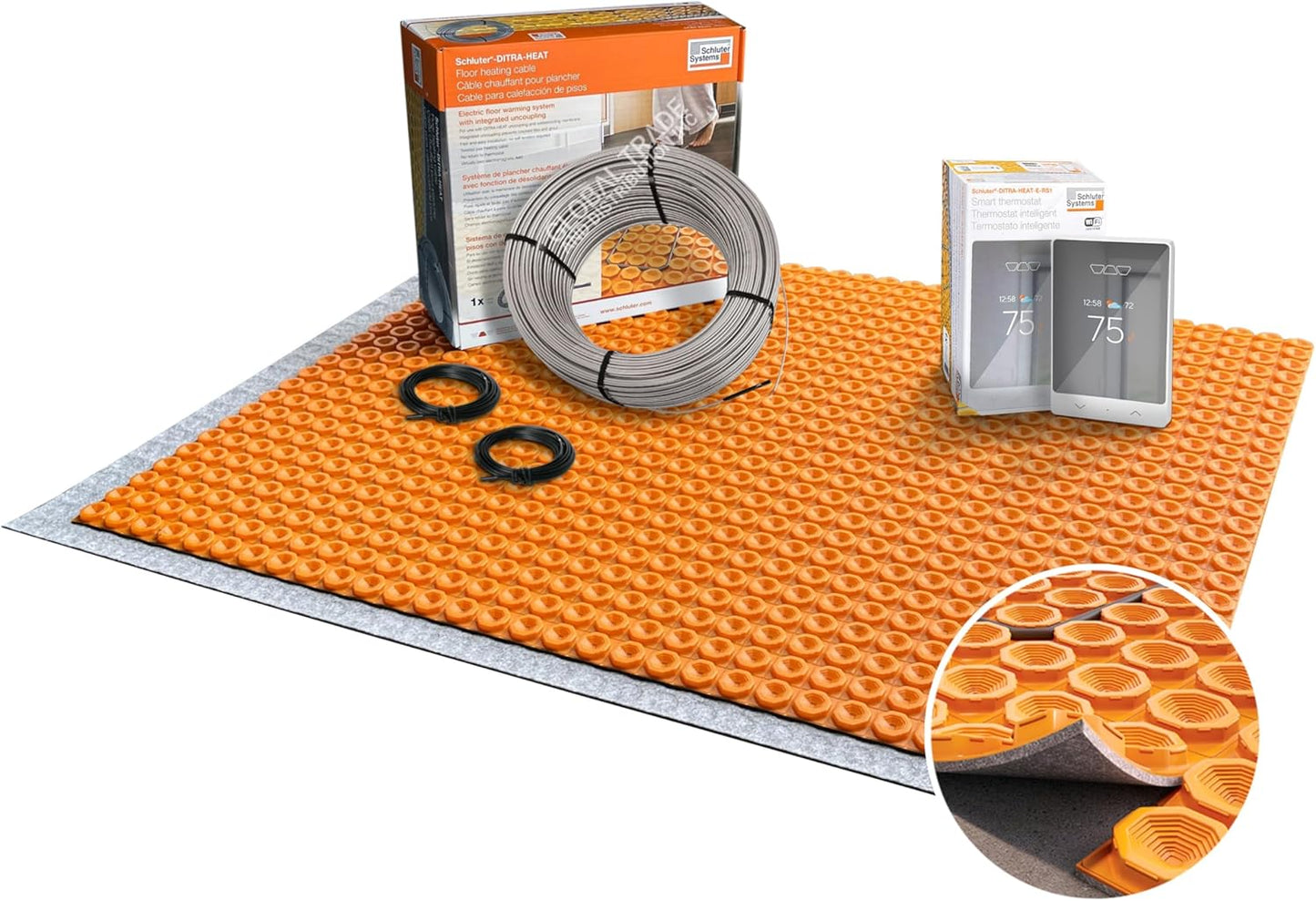 All-in-one Electric Radiant Floor Heating Kit 51 Sq Ft 120V with Smart WiFi Programmable Touchscreen Thermostat, Duo Heating Uncoupling Membrane, Underfloor Heating Cable