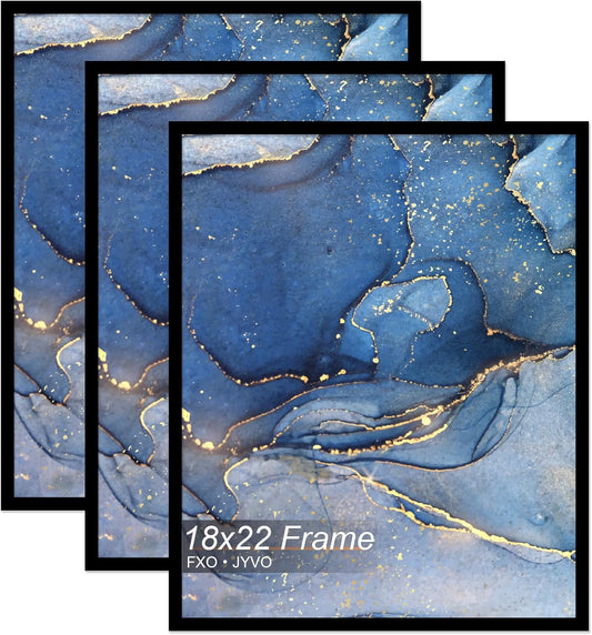 18x22 Picture Frame Set of 3, Black Frame for 18 x 22 Inch Picture Poster Photo, Light Weight and High Transparent 18 by 22 Frame for Wall - 3 Pack/Black/18 x22