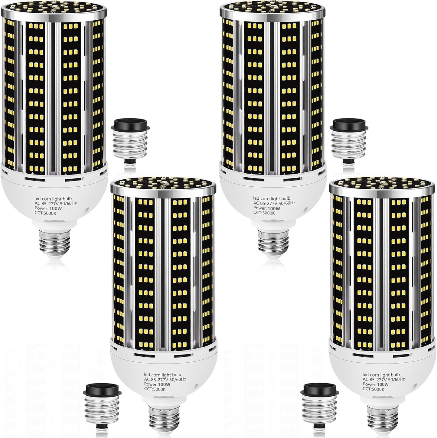 100W 4 pack LED Corn Light Bulb,(1000W Equivalent )Commercial Grade DayLight 5000K E26/E39 14200LM Medium Mogul Base LED Lamp,Large Area Lights For Outdoor Indoor Garage Warehouse Factory Bay Light