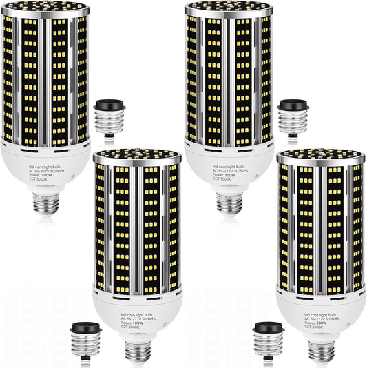 100W 4 pack LED Corn Light Bulb,(1000W Equivalent )Commercial Grade DayLight 5000K E26/E39 14200LM Medium Mogul Base LED Lamp,Large Area Lights For Outdoor Indoor Garage Warehouse Factory Bay Light