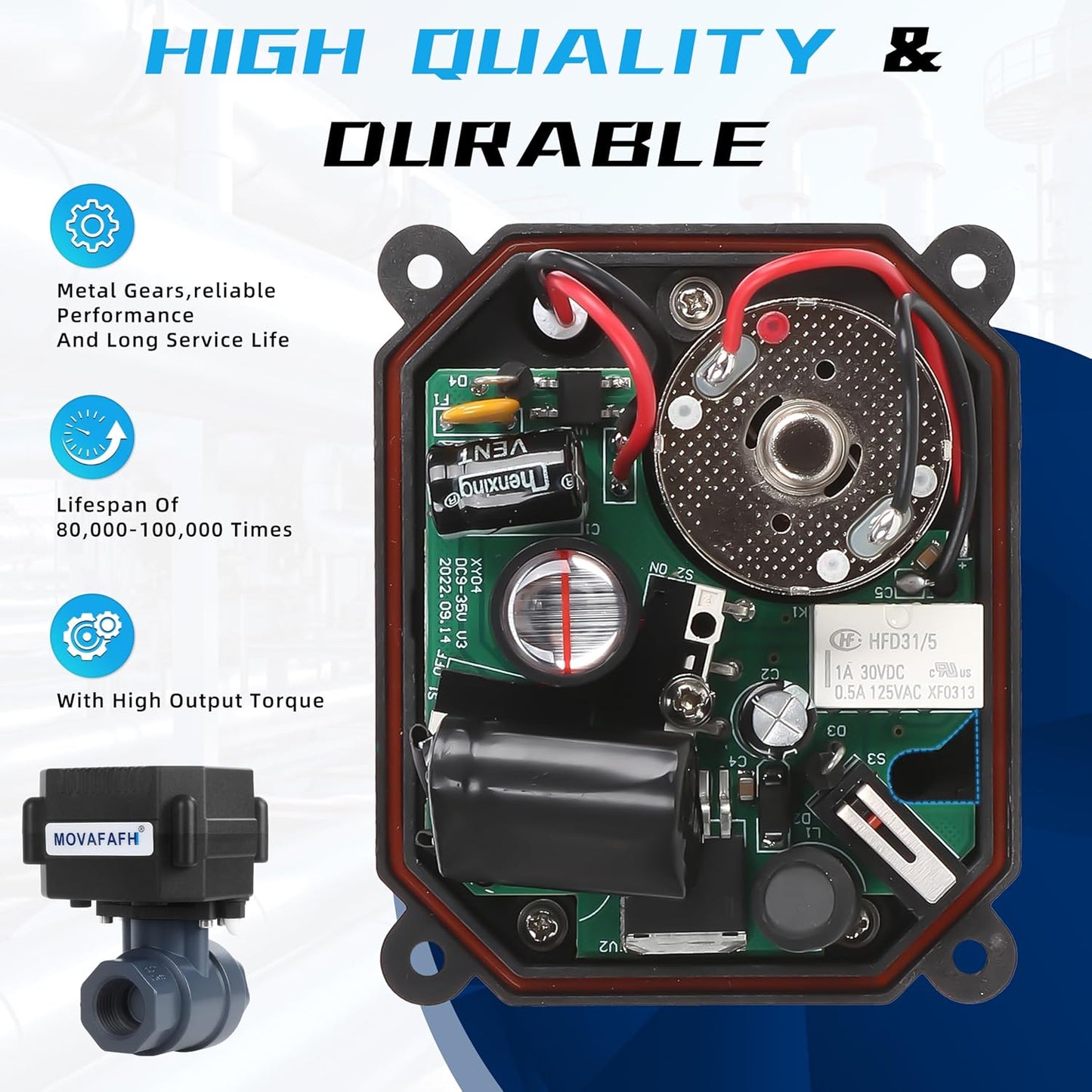 1/2" UPVC Motorized Ball Valve - 2 Wire Auto Return Electric Water Valve with Full Port, 9-24V AC/DC Automatic Ball Valve