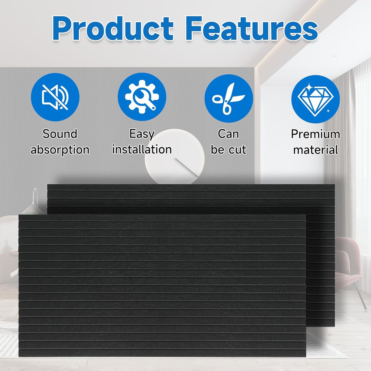 10 Pack Large Acoustic Wall Panels 47.2 x 23.6 x 0.4 Inch Sound Proof Sound Absorbing Polyester Fiber Panels Self-Adhesive Decorative Acoustic Panels for Home Studio, Office, Recording