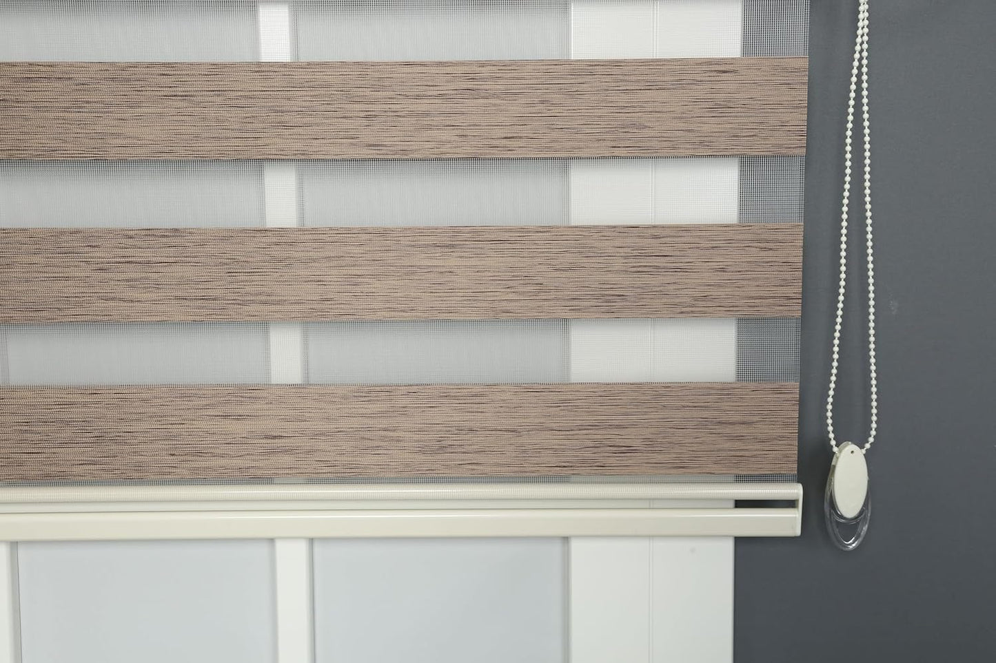 Shadesu Custom Size Zebra Blinds for Windows, 49" W x 72 H, Brown, Dual Layer Free-Stop Zebra Shades, Light Control for Day and Night, Sheer Blinds for Indoor Windows, Bedroom, Kitchen