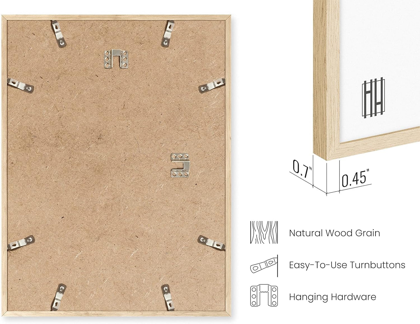 HAUS AND HUES Collage Frames For Wall - Set of 5 Photo Gallery Frames, Picture Frames Collage Wall Decor, Assorted Photo Frame Set, Stair Picture Frame Set Wood, (Two 8x10, Three 12x16 Beige)