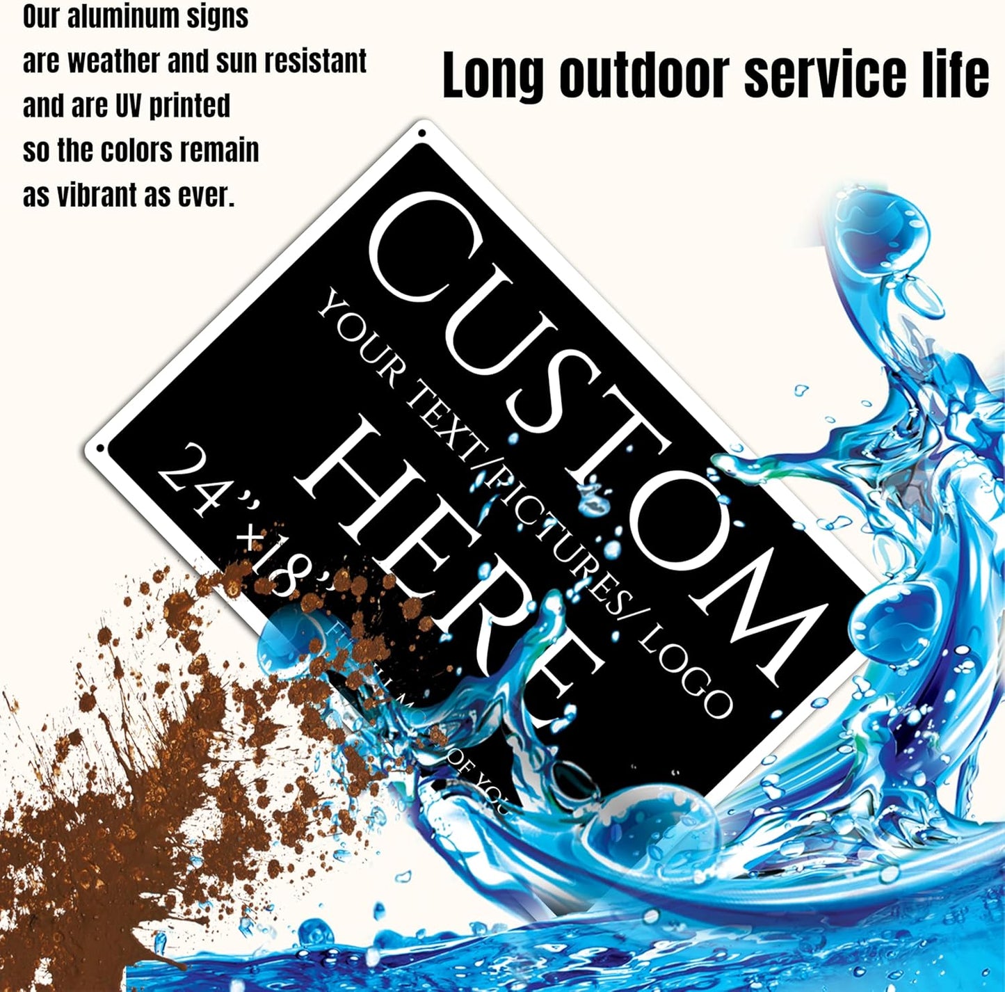 Custom Sign, personalized metal sign，Aluminum Weatherproof Metal Sign Multiple Sizes, Reflective，Customize for Office, Business, Workplace, office, Home, Delivery Signs(24 * 18 Inch)