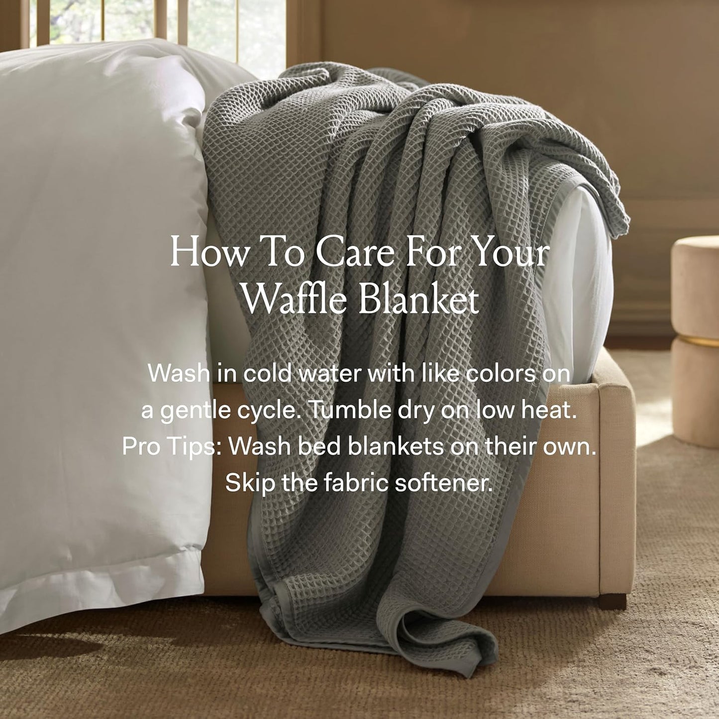 BOLL & BRANCH Waffle Bed Blanket - Full/Queen, Pewter - Luxury 100% Organic Cotton - Soft, Lightweight and Breathable - Textured Waffle Weave Design