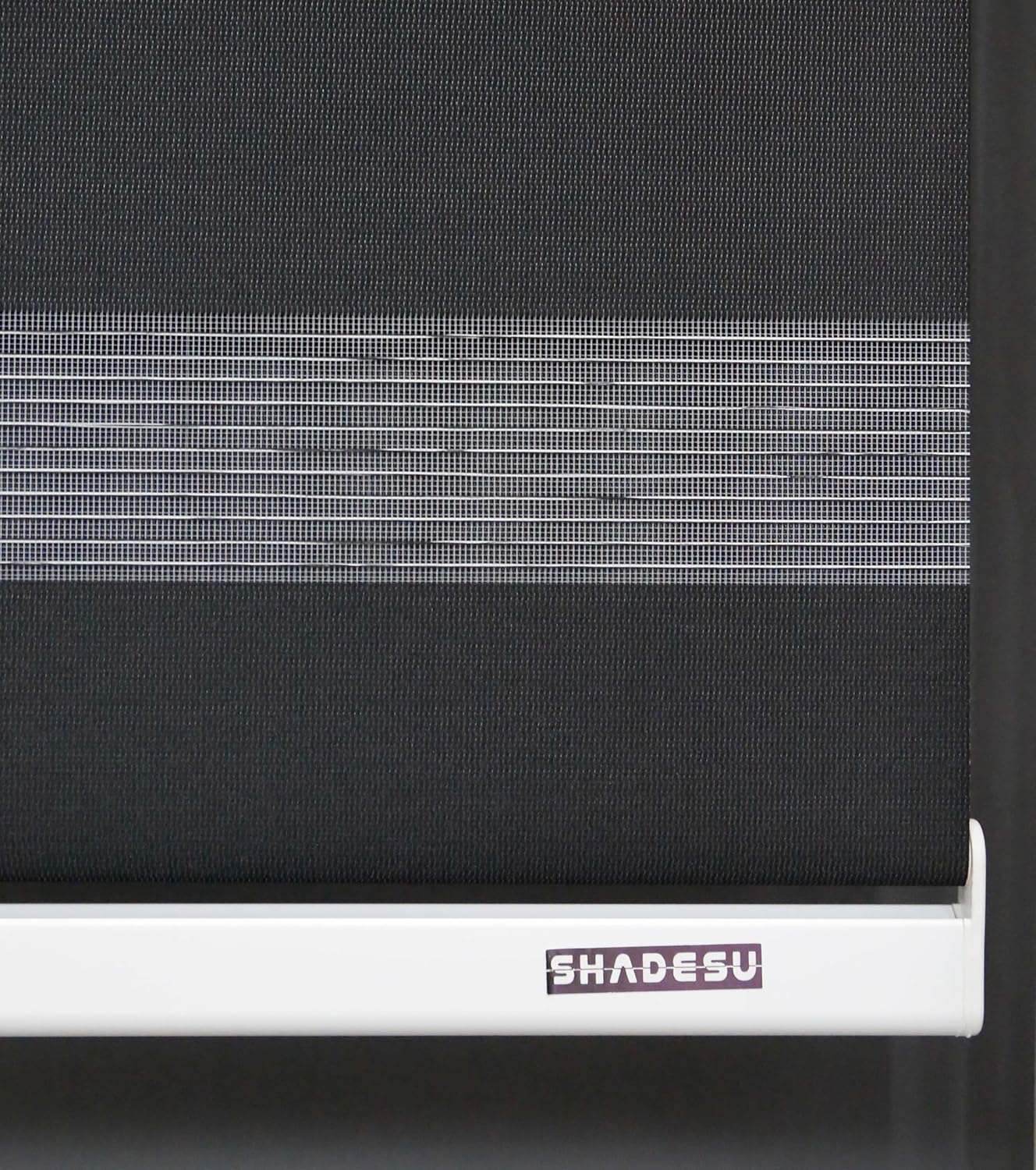 Shadesu Custom Size Zebra Blinds for Windows, 56" W x 72 H, Black, Dual Layer Free-Stop Zebra Shades, Light Control for Day and Night, Sheer Blinds for Indoor Windows, Bedroom, Kitchen