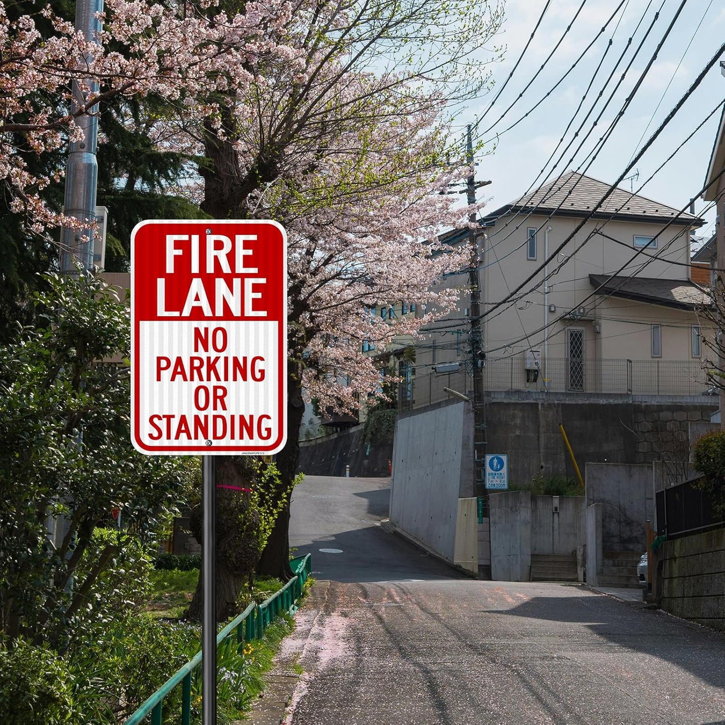 2 Pack- Fire Lane No Parking Or Standing Sign, 18" x 12" Heavy-Duty Aluminum Fire Lane Sign, UV Protected, Reflective, Weather Resistant, Waterproof, Durable Ink, Easy to Mount