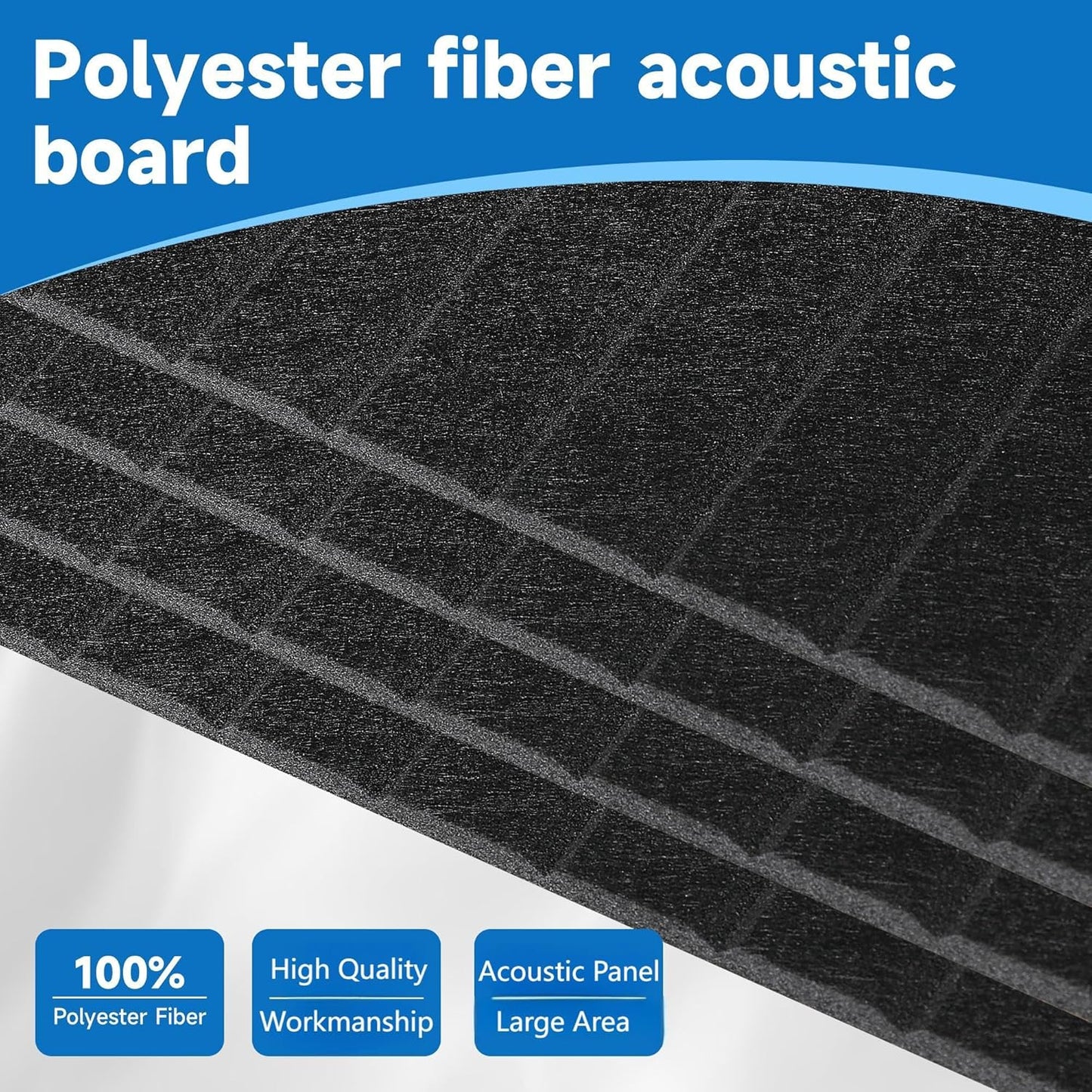 10 Pack Large Acoustic Wall Panels 47.2 x 23.6 x 0.4 Inch Sound Proof Sound Absorbing Polyester Fiber Panels Self-Adhesive Decorative Acoustic Panels for Home Studio, Office, Recording