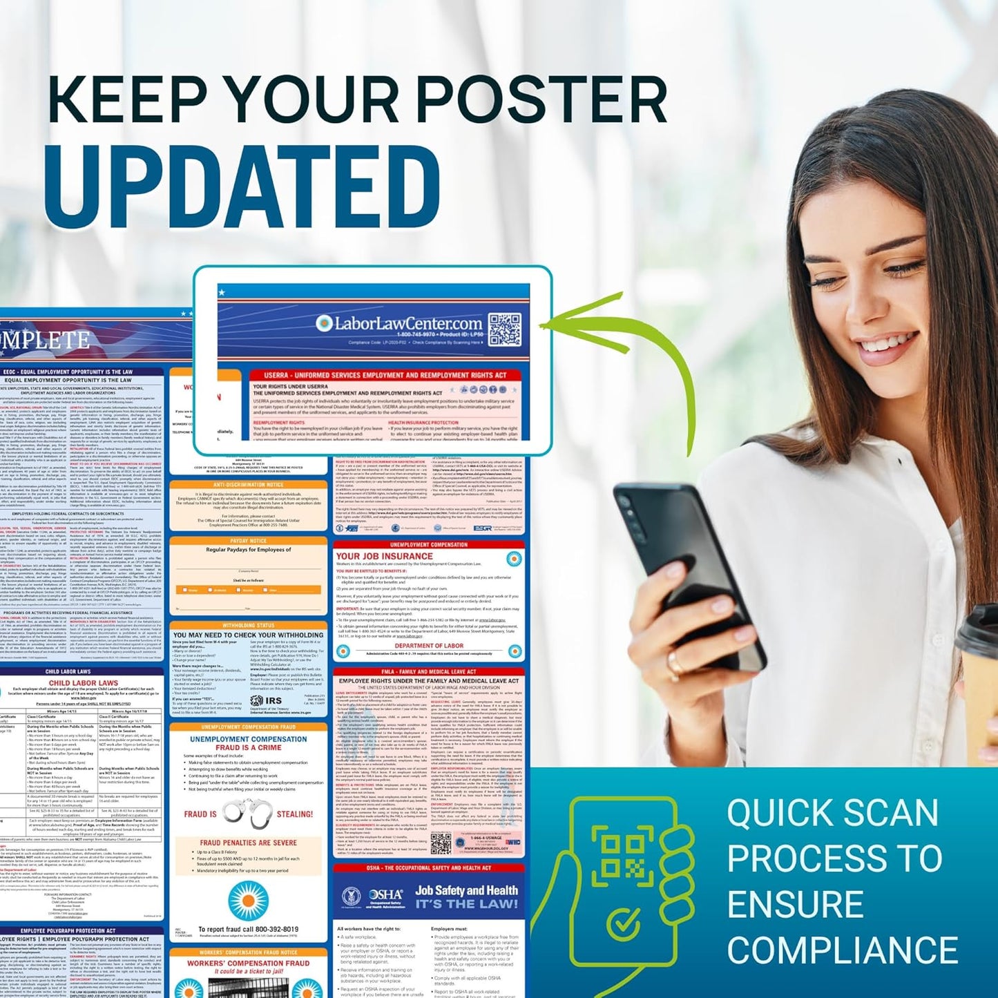 2026 West Virginia Labor Law Poster – State & Federal Compliance in Spanish – OSHA, EEOC, FMLA, Minimum Wage – Durable, Laminated & Waterproof Workplace Employment Poster – Made in USA – 26” x 39.5”