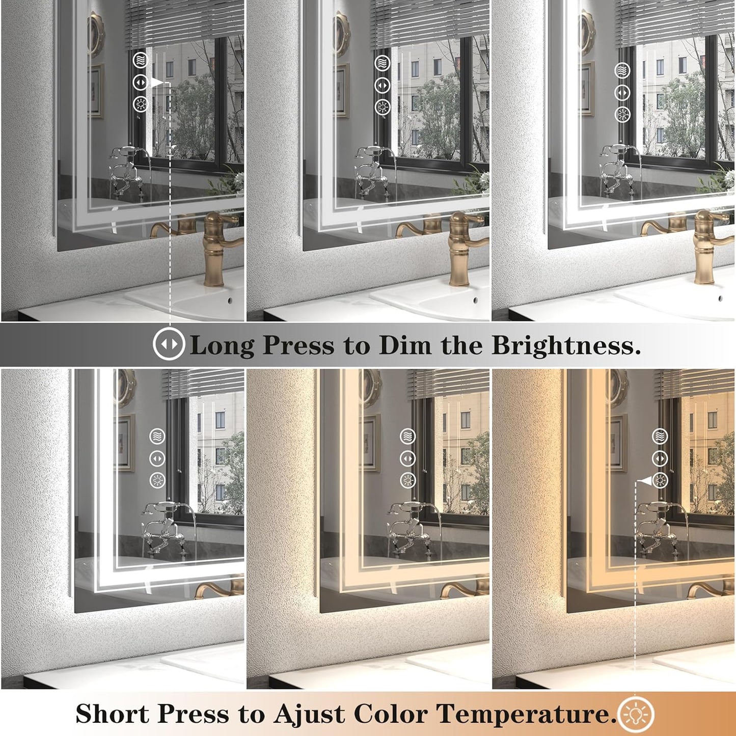 24x32 LED Bathroom Mirror, Lighted Mirror for Bathroom Wall, Backlit and Front lit, Dimmable, Anti-Fog, Shatterpoof, Memory (Horizontal/Vertical)