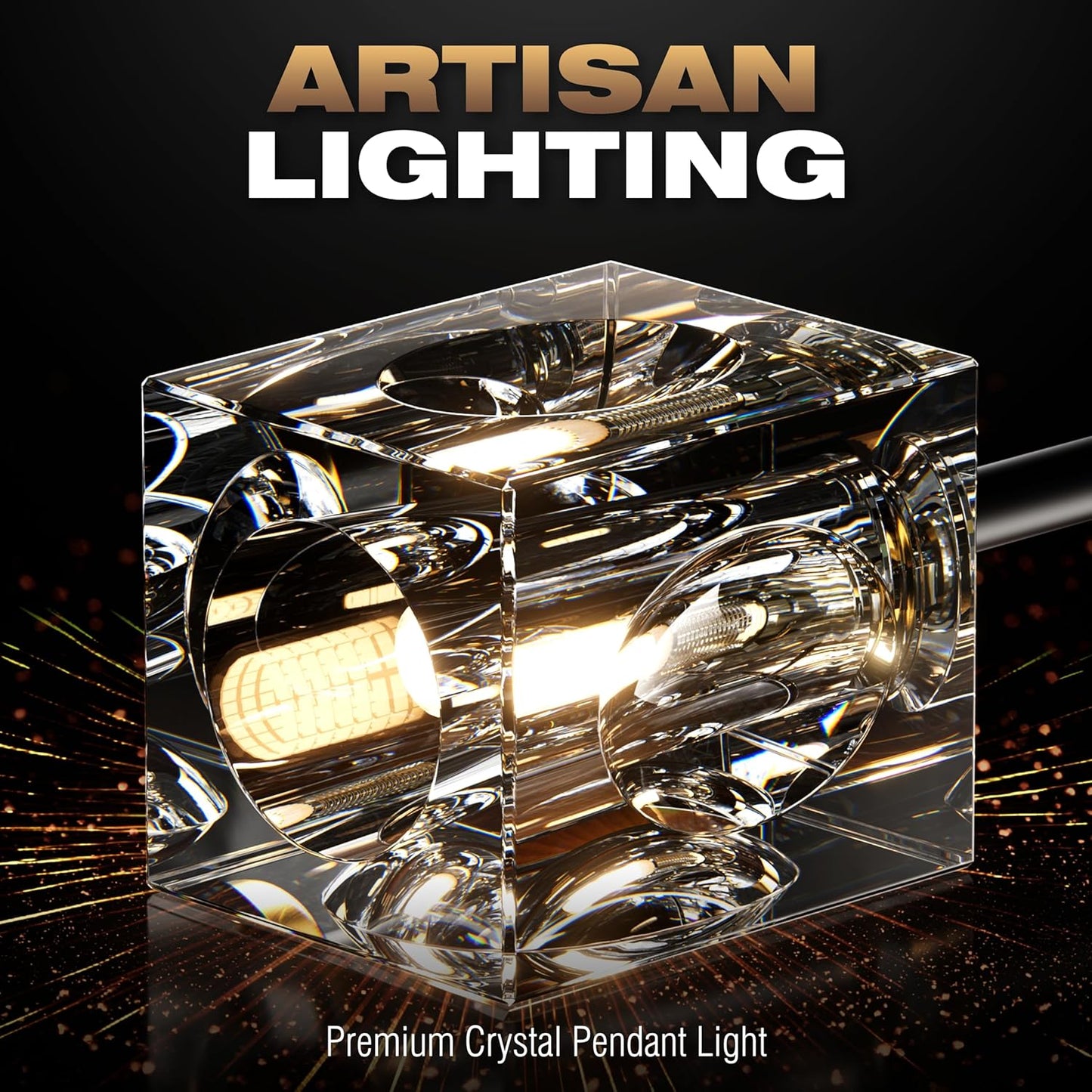 Sputnik Chandeliers for Dining Room Light Fixture, Modern Crystal Chandelier, 8-Lights Gold Semi Flush Mount Ceiling Light for Living Room Bedroom, Dining Room,Kitchen Island