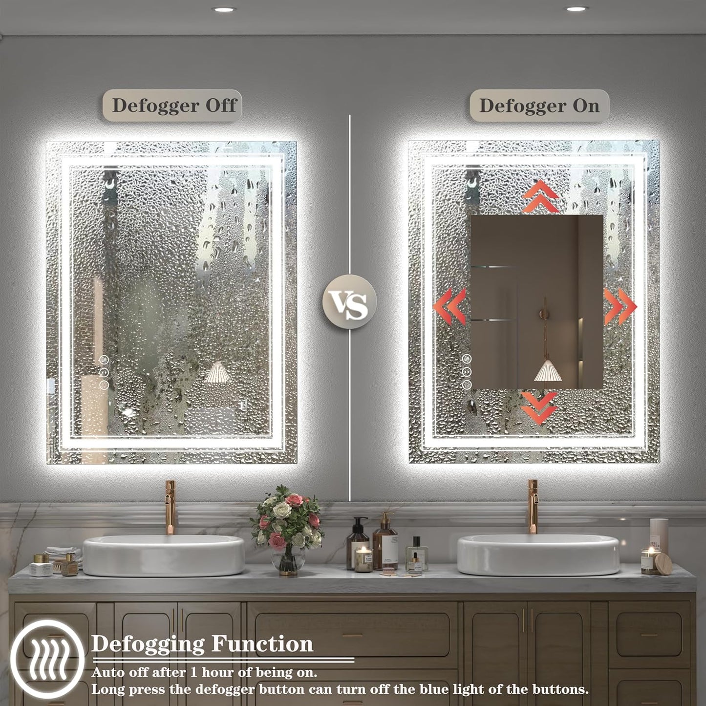 20x28 LED Bathroom Mirror, Vanity Mirror with Lights, Backlit and Front lit Mirror for Wall, Dimmable, Anti-Fog, Shatterpoof, Memory (Horizontal/Vertical)
